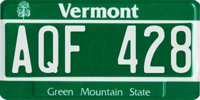 VT license plate AQF428