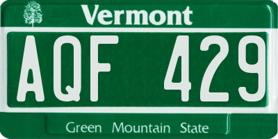 VT license plate AQF429