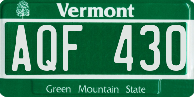 VT license plate AQF430