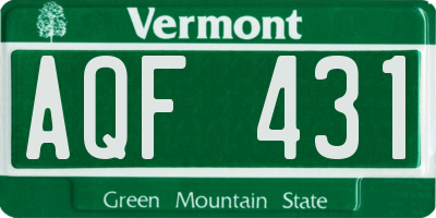 VT license plate AQF431