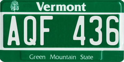 VT license plate AQF436