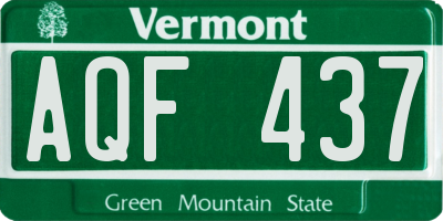 VT license plate AQF437