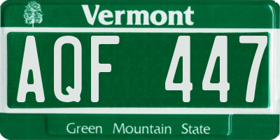 VT license plate AQF447