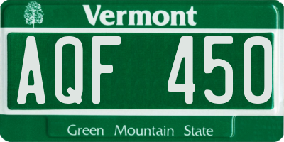 VT license plate AQF450