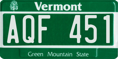 VT license plate AQF451