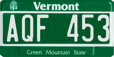 VT license plate AQF453