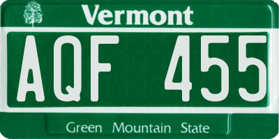 VT license plate AQF455