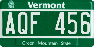 VT license plate AQF456