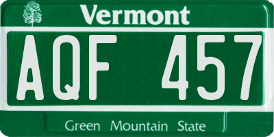 VT license plate AQF457