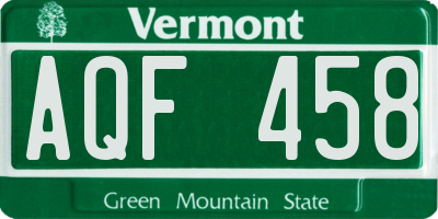 VT license plate AQF458
