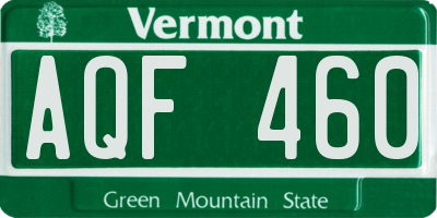 VT license plate AQF460