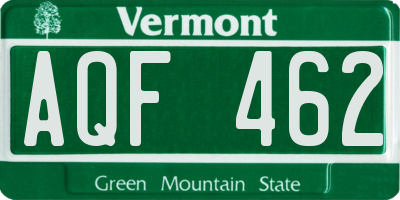 VT license plate AQF462