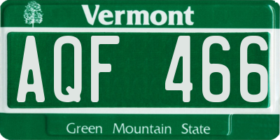 VT license plate AQF466