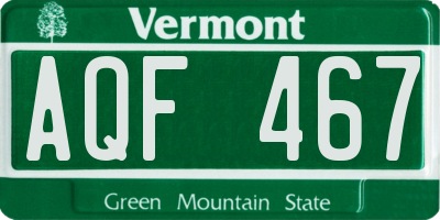VT license plate AQF467