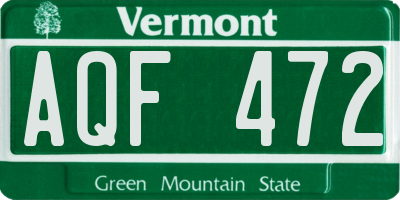 VT license plate AQF472