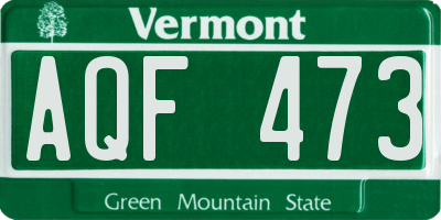 VT license plate AQF473