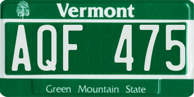 VT license plate AQF475