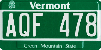 VT license plate AQF478