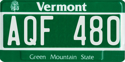 VT license plate AQF480