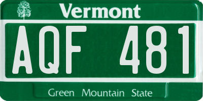 VT license plate AQF481