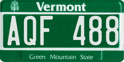 VT license plate AQF488