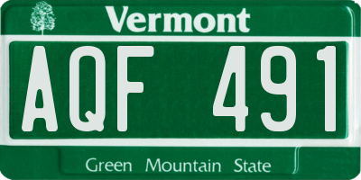 VT license plate AQF491