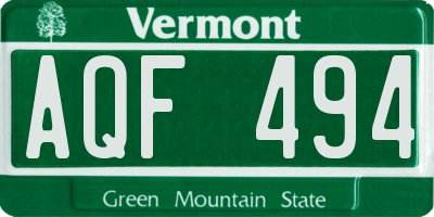 VT license plate AQF494
