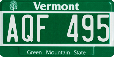 VT license plate AQF495
