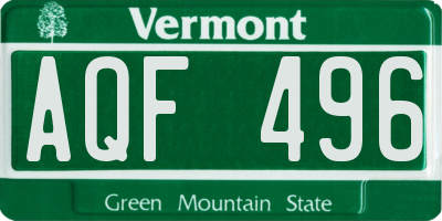 VT license plate AQF496