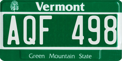 VT license plate AQF498