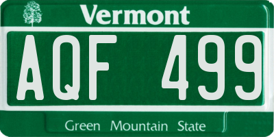 VT license plate AQF499