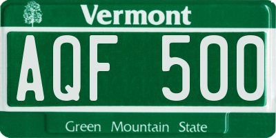 VT license plate AQF500