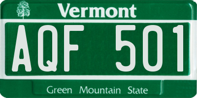 VT license plate AQF501
