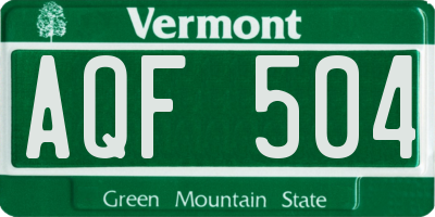 VT license plate AQF504