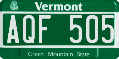 VT license plate AQF505