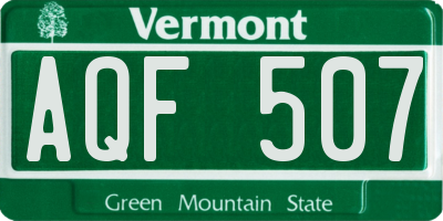 VT license plate AQF507