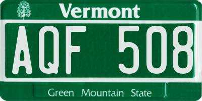 VT license plate AQF508
