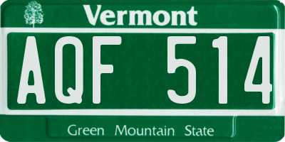 VT license plate AQF514