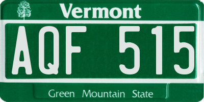 VT license plate AQF515