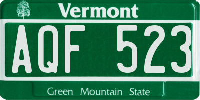 VT license plate AQF523
