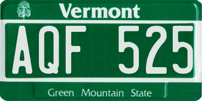 VT license plate AQF525