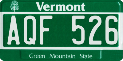 VT license plate AQF526