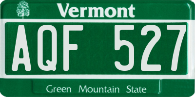 VT license plate AQF527