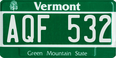 VT license plate AQF532