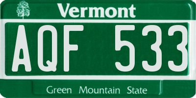 VT license plate AQF533