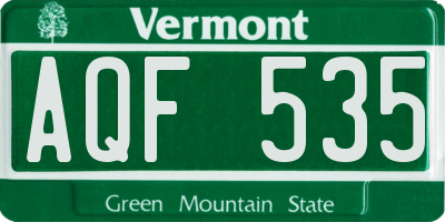 VT license plate AQF535