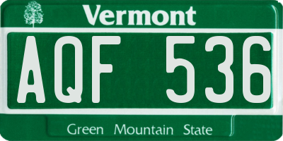 VT license plate AQF536