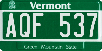 VT license plate AQF537