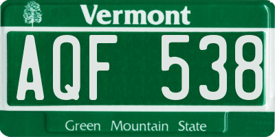 VT license plate AQF538