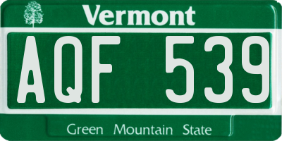 VT license plate AQF539
